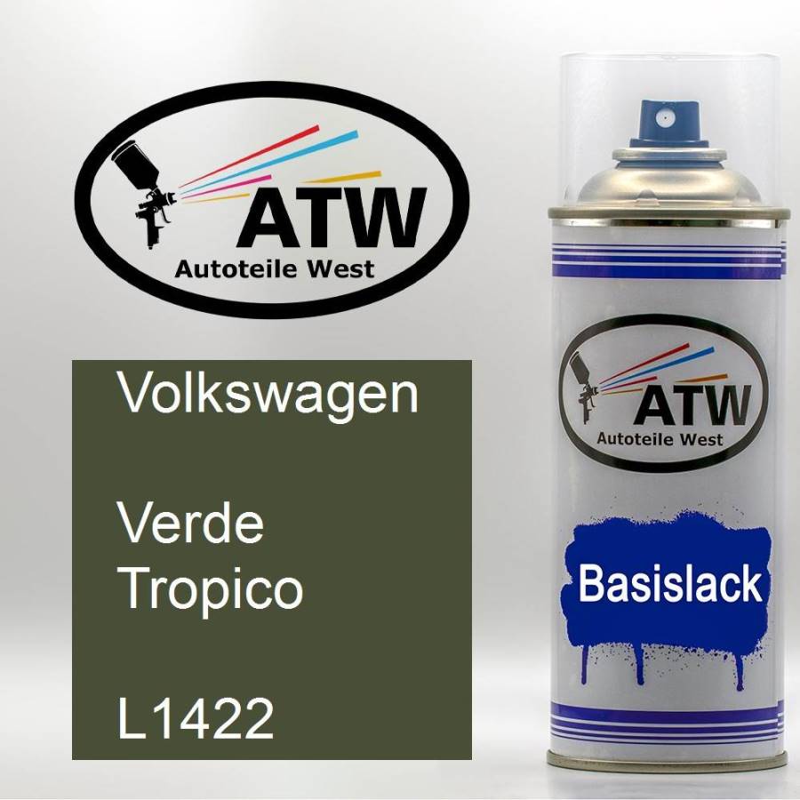 Volkswagen, Verde Tropico, L1422: 400ml Sprühdose, von ATW Autoteile West.